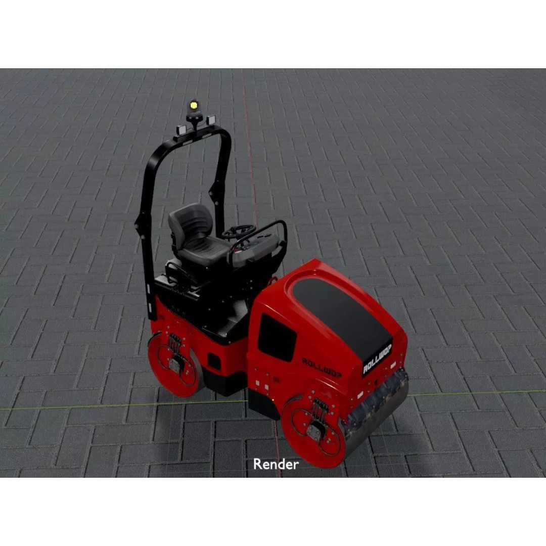 Road Roller 3D Model – Low Poly Construction Vehicle, FBX - View 18