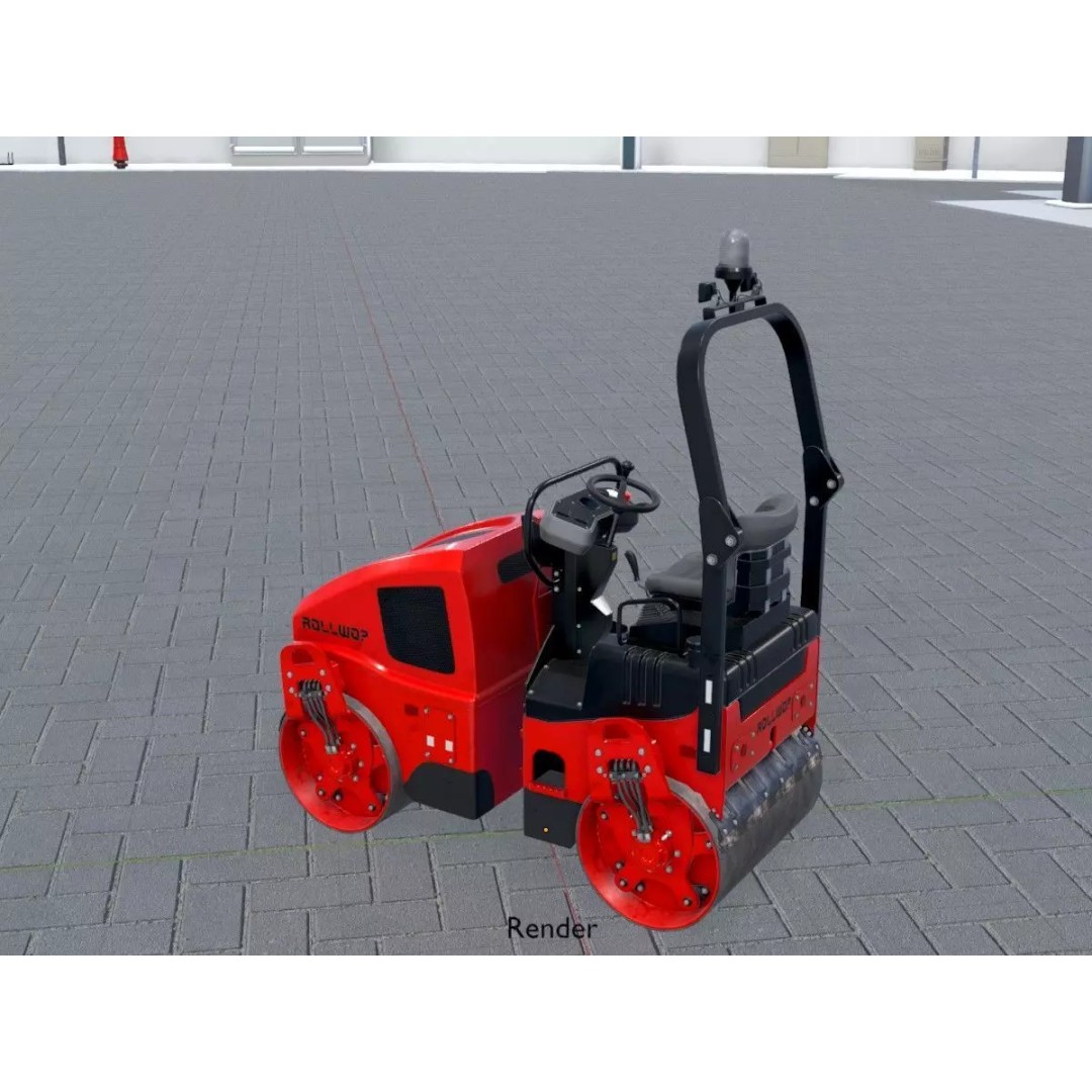 Road Roller 3D Model – Low Poly Construction Vehicle, FBX - View 20