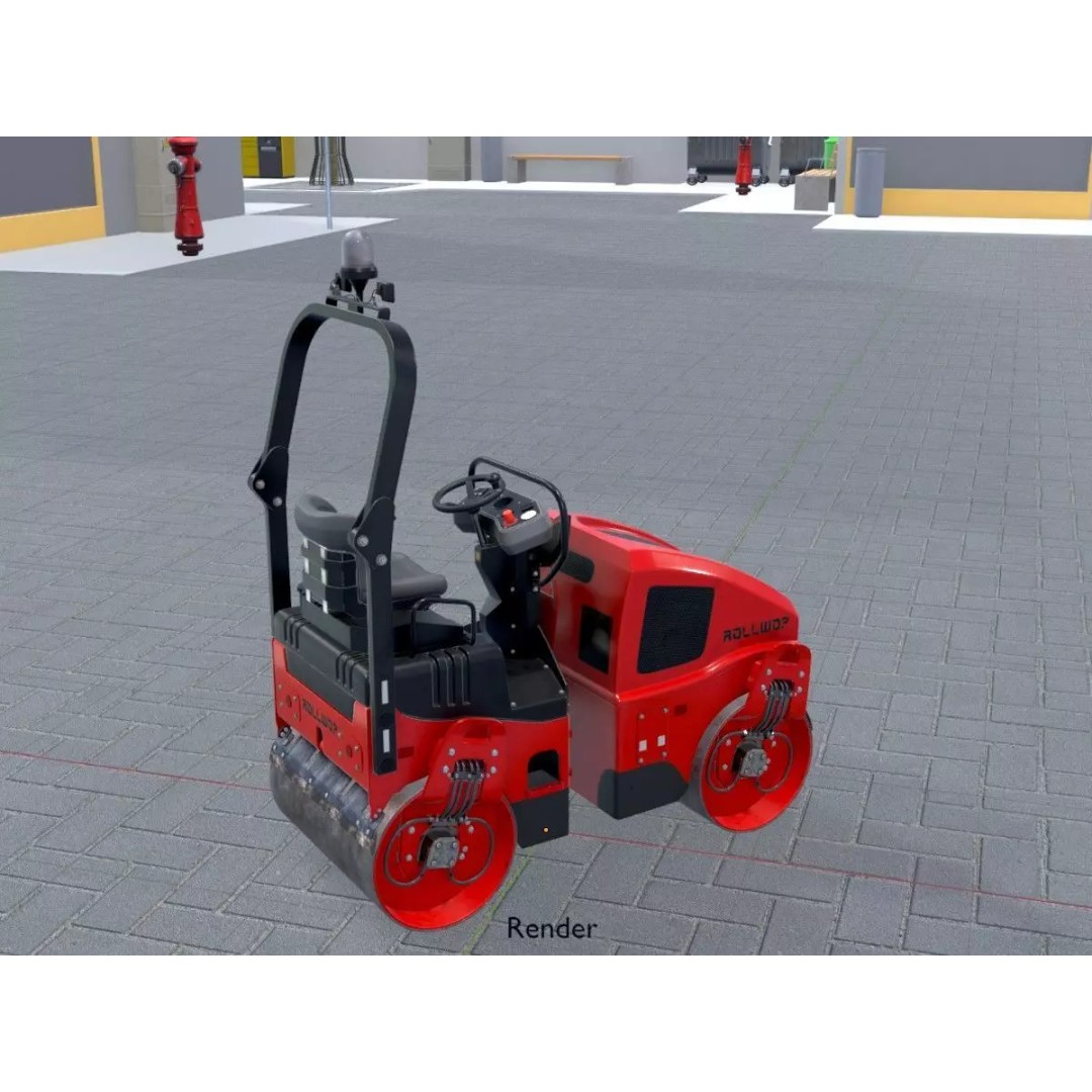 Road Roller 3D Model – Low Poly Construction Vehicle, FBX - View 21