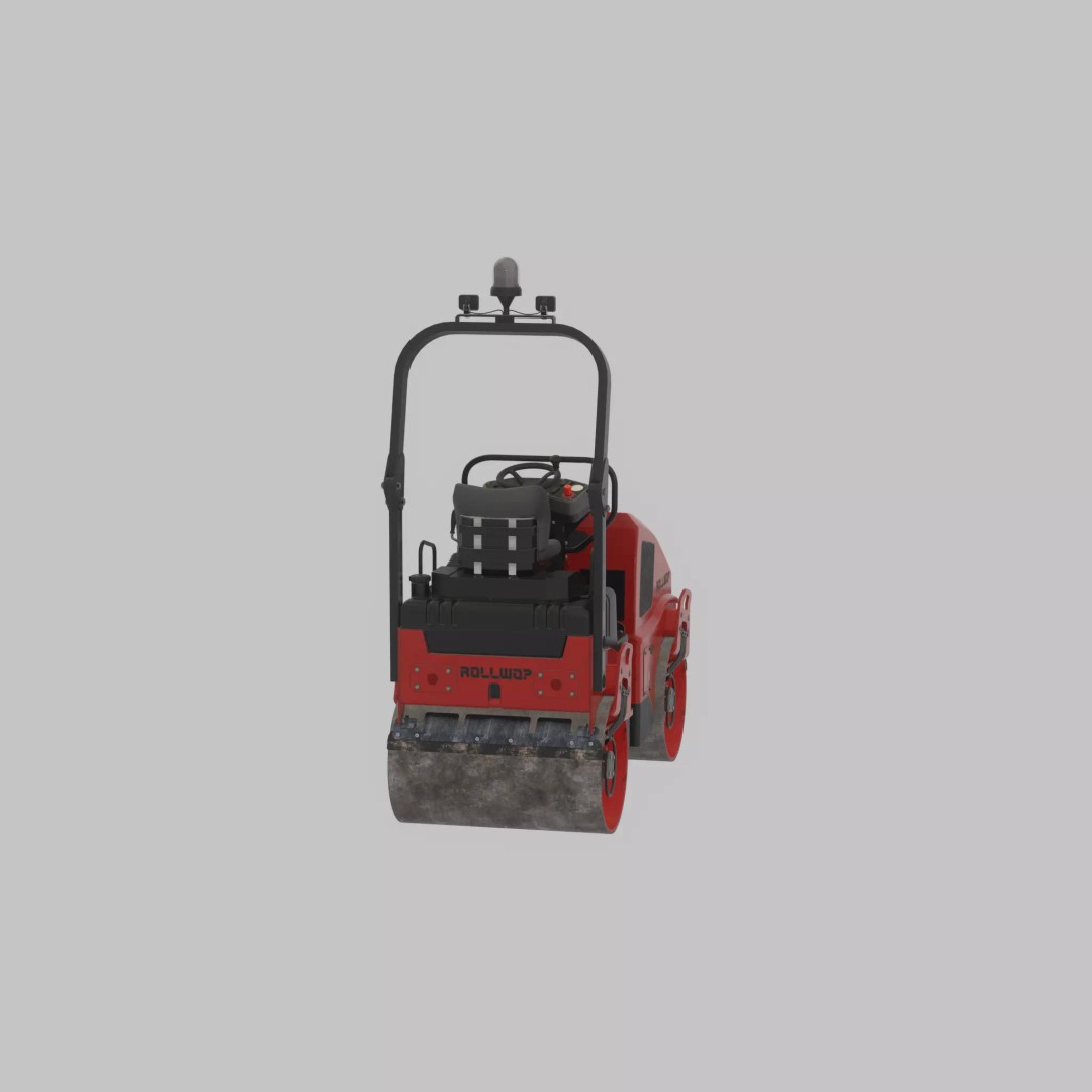 Road Roller 3D Model – Low Poly Construction Vehicle, FBX - View 24
