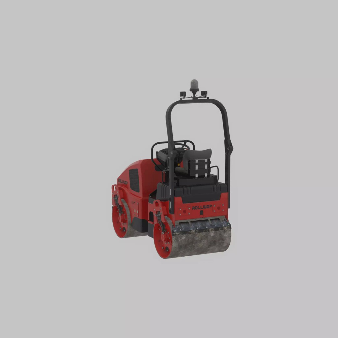 Road Roller 3D Model – Low Poly Construction Vehicle, FBX - View 25