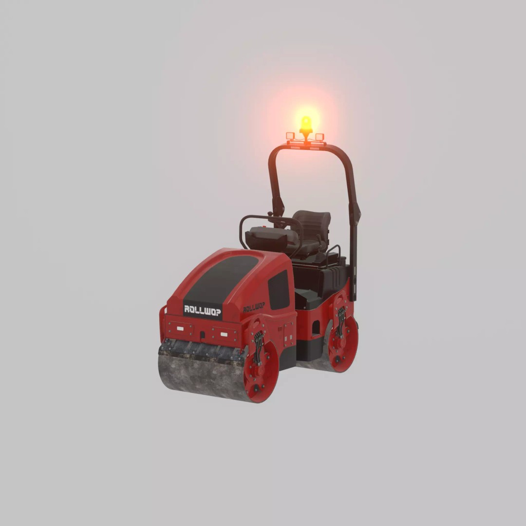 Road Roller 3D Model – Low Poly Construction Vehicle, FBX - View 26