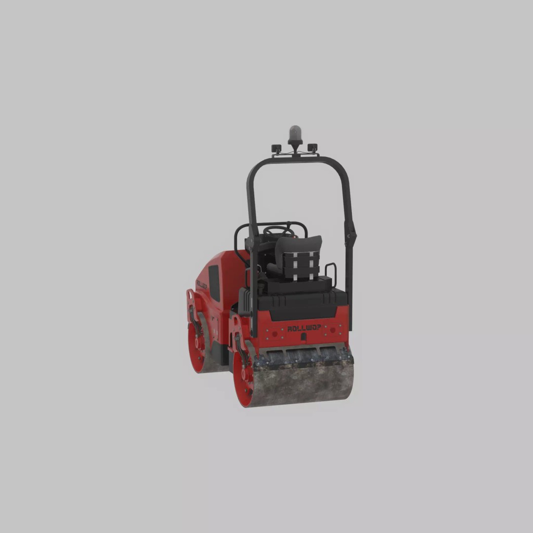 Road Roller 3D Model – Low Poly Construction Vehicle, FBX - View 27