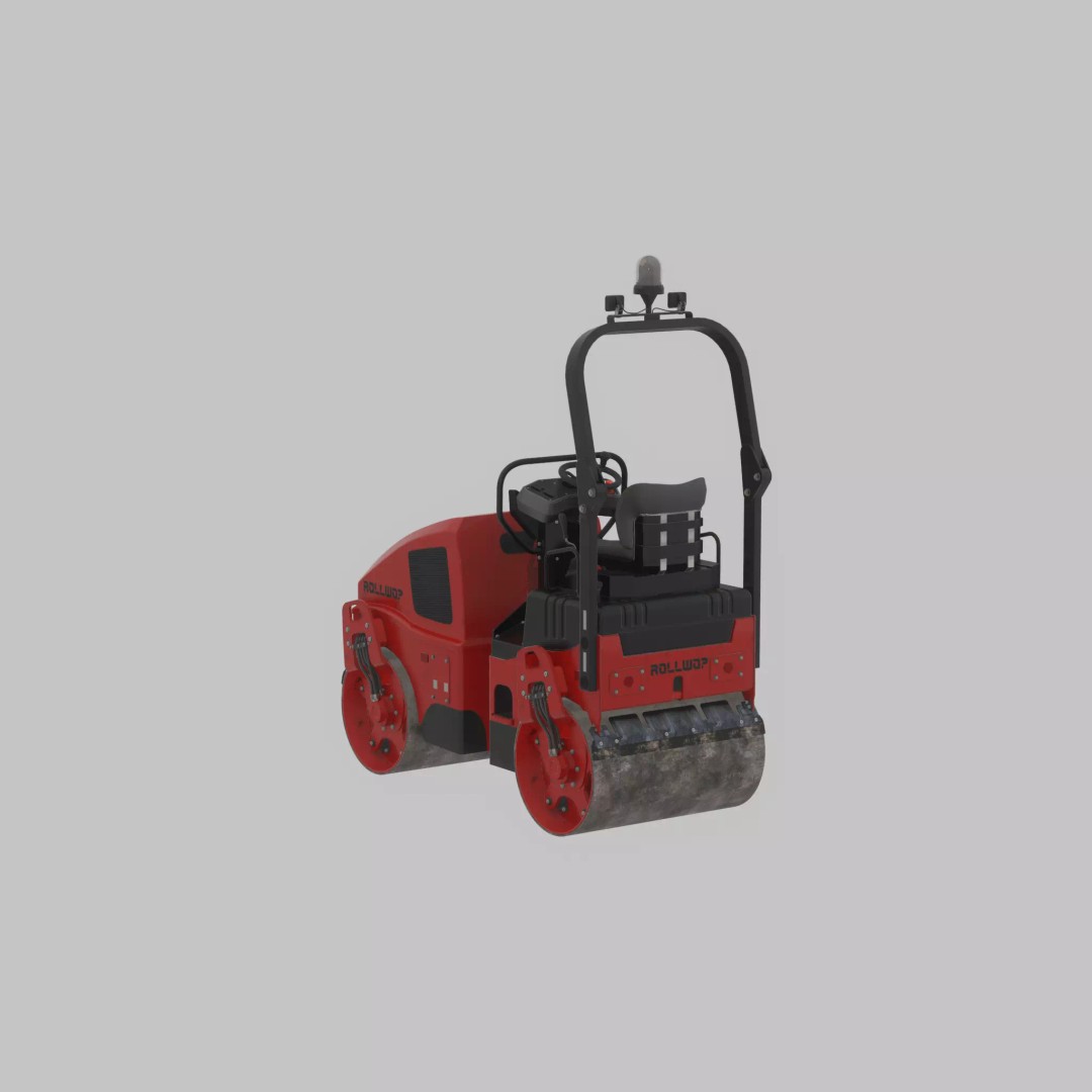 Road Roller 3D Model – Low Poly Construction Vehicle, FBX - View 28