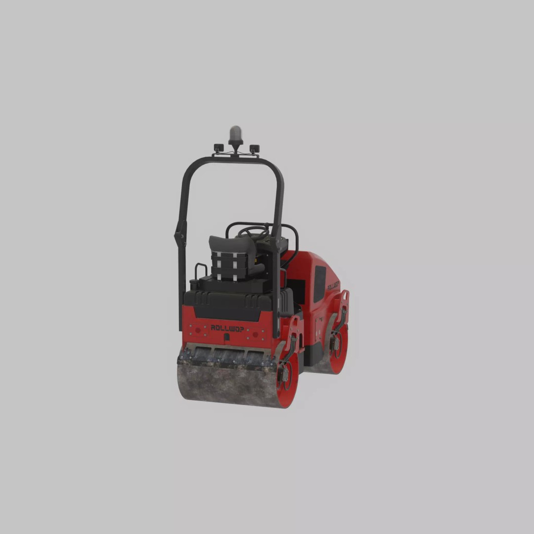 Road Roller 3D Model – Low Poly Construction Vehicle, FBX - View 29
