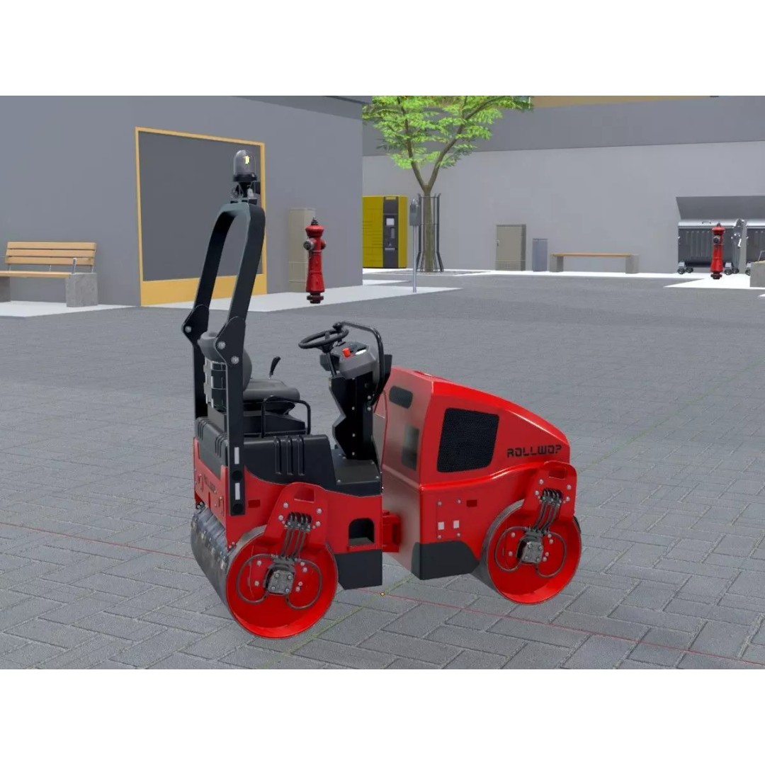 Road Roller 3D Model – Low Poly Construction Vehicle, FBX - View 3