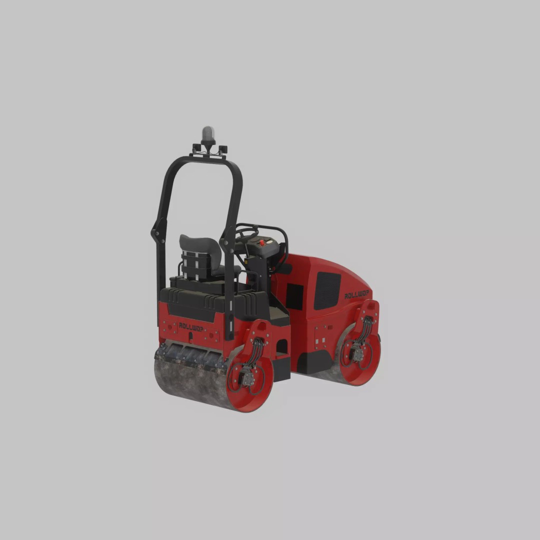 Road Roller 3D Model – Low Poly Construction Vehicle, FBX - View 31