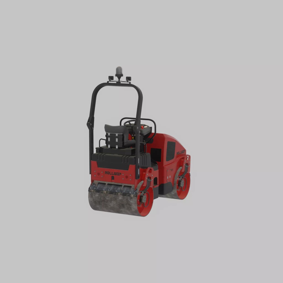 Road Roller 3D Model – Low Poly Construction Vehicle, FBX - View 32