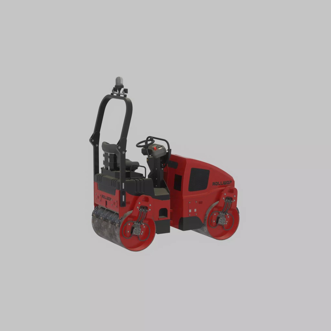Road Roller 3D Model – Low Poly Construction Vehicle, FBX - View 34
