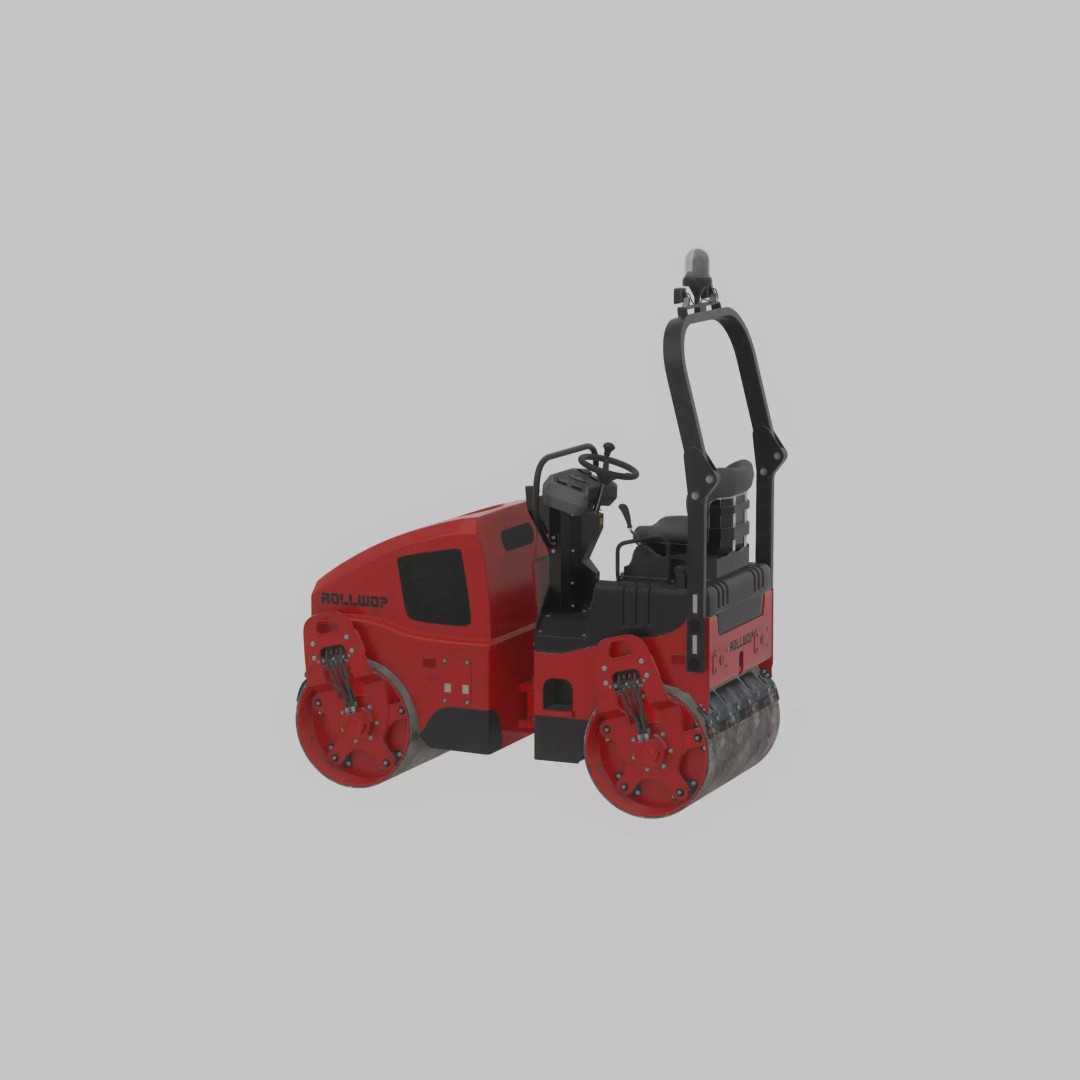 Road Roller 3D Model – Low Poly Construction Vehicle, FBX - View 35