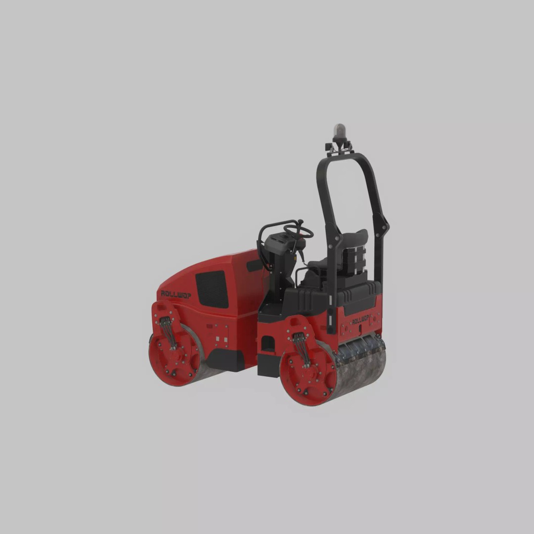 Road Roller 3D Model – Low Poly Construction Vehicle, FBX - View 37