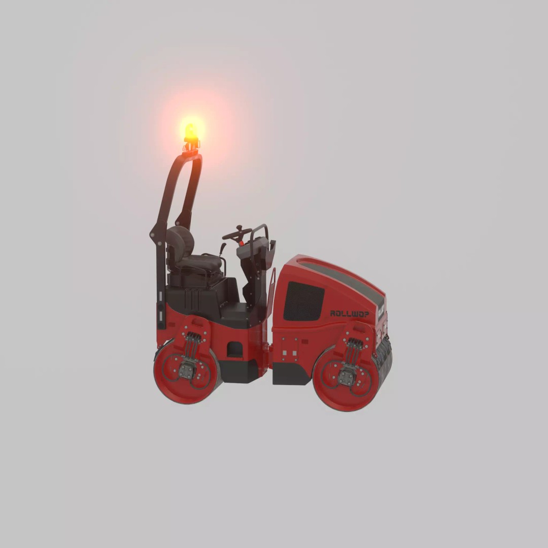 Road Roller 3D Model – Low Poly Construction Vehicle, FBX - View 38
