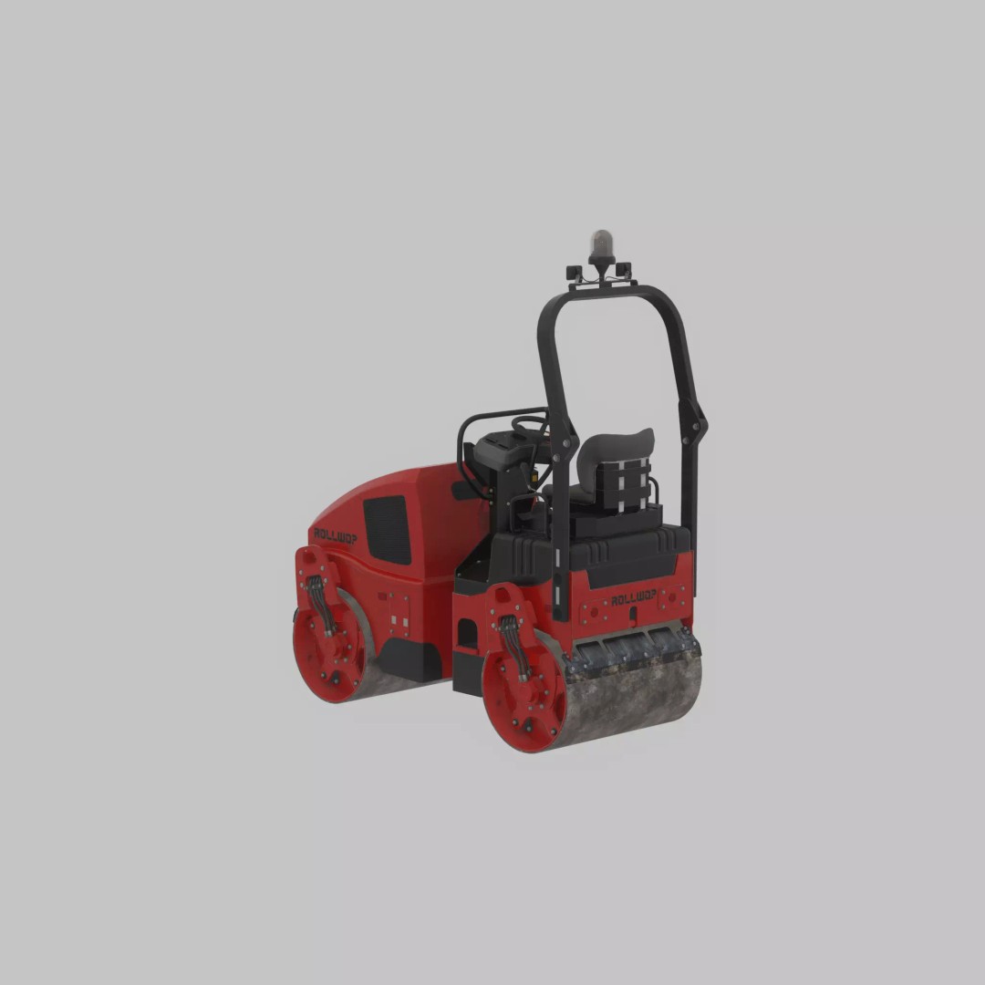 Road Roller 3D Model – Low Poly Construction Vehicle, FBX - View 39