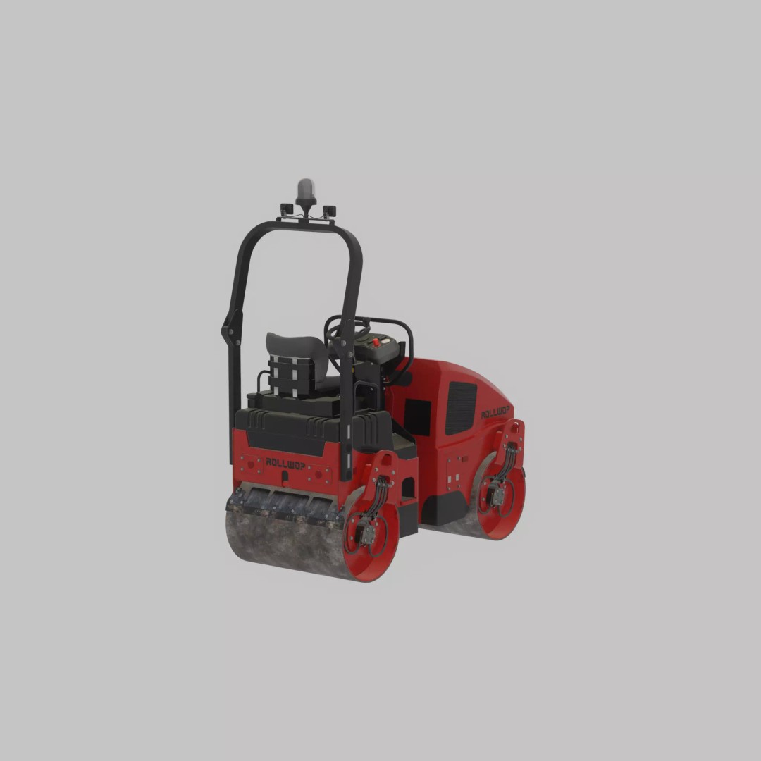 Road Roller 3D Model – Low Poly Construction Vehicle, FBX - View 41
