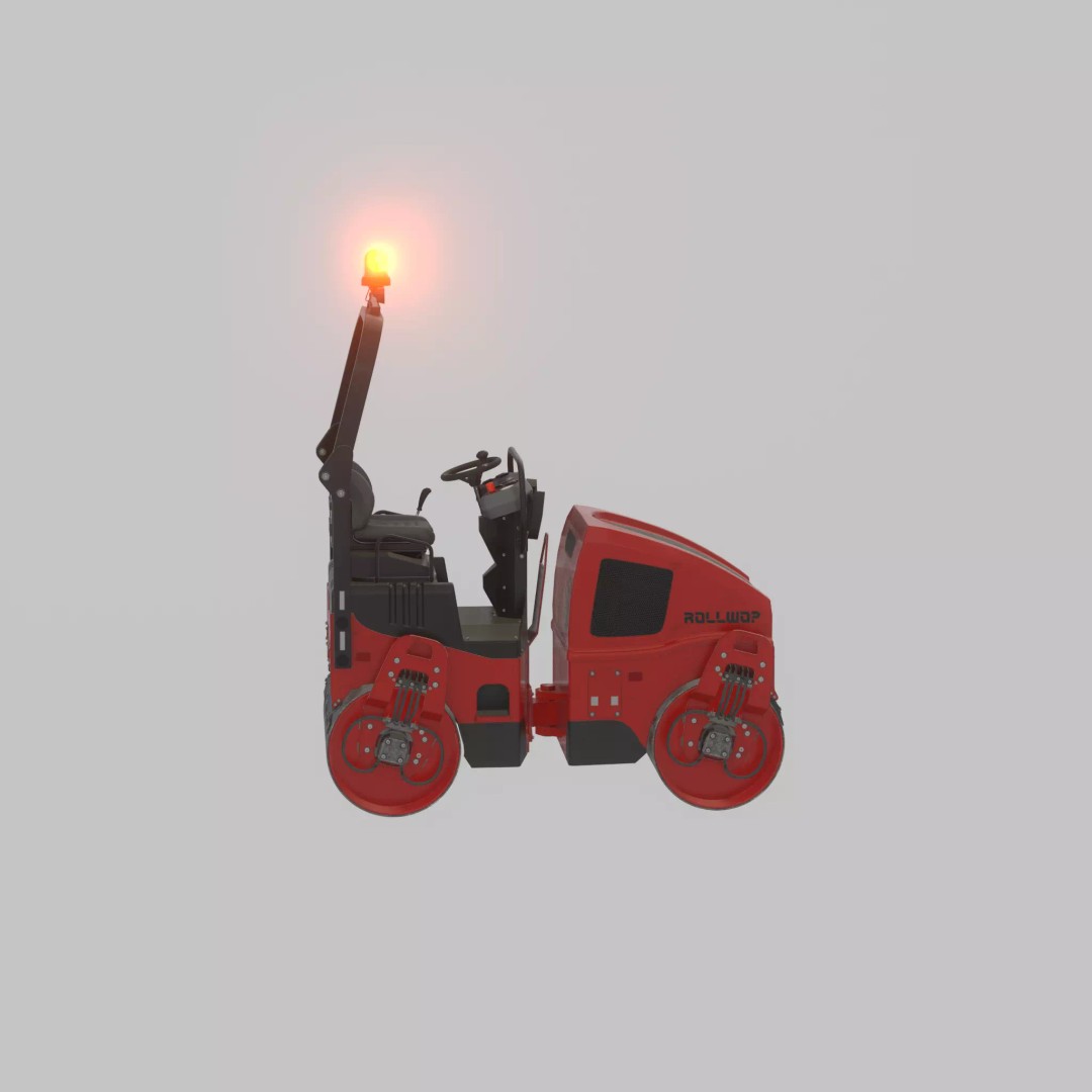Road Roller 3D Model – Low Poly Construction Vehicle, FBX - View 42