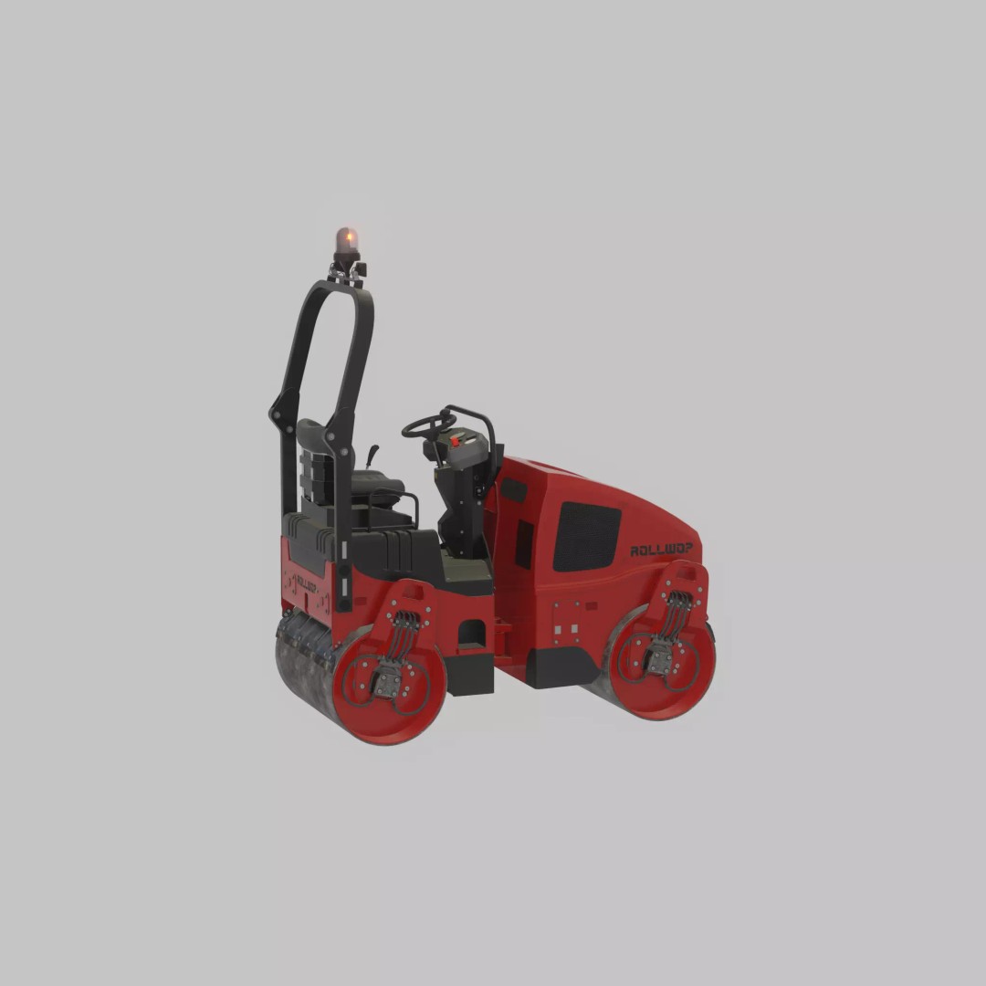 Road Roller 3D Model – Low Poly Construction Vehicle, FBX - View 43