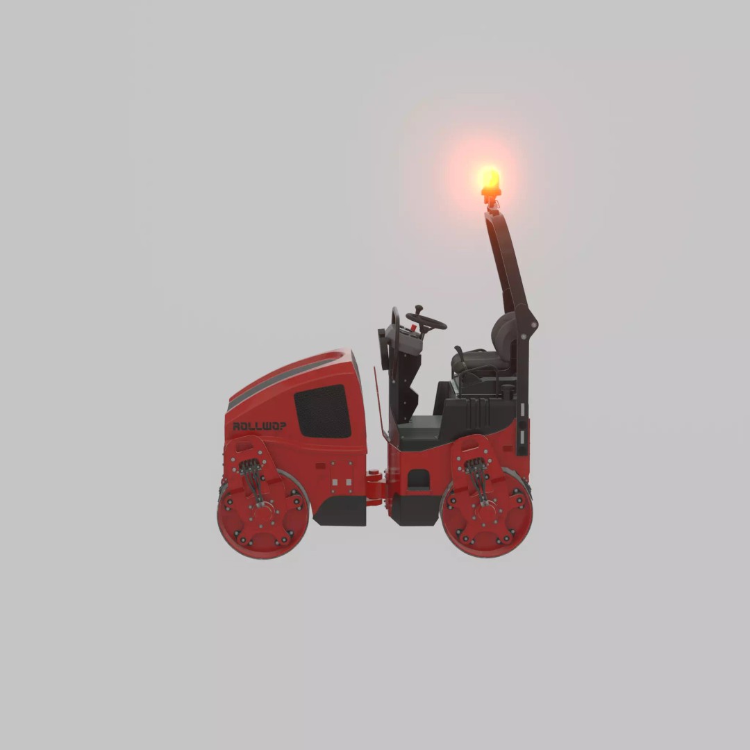 Road Roller 3D Model – Low Poly Construction Vehicle, FBX - View 46