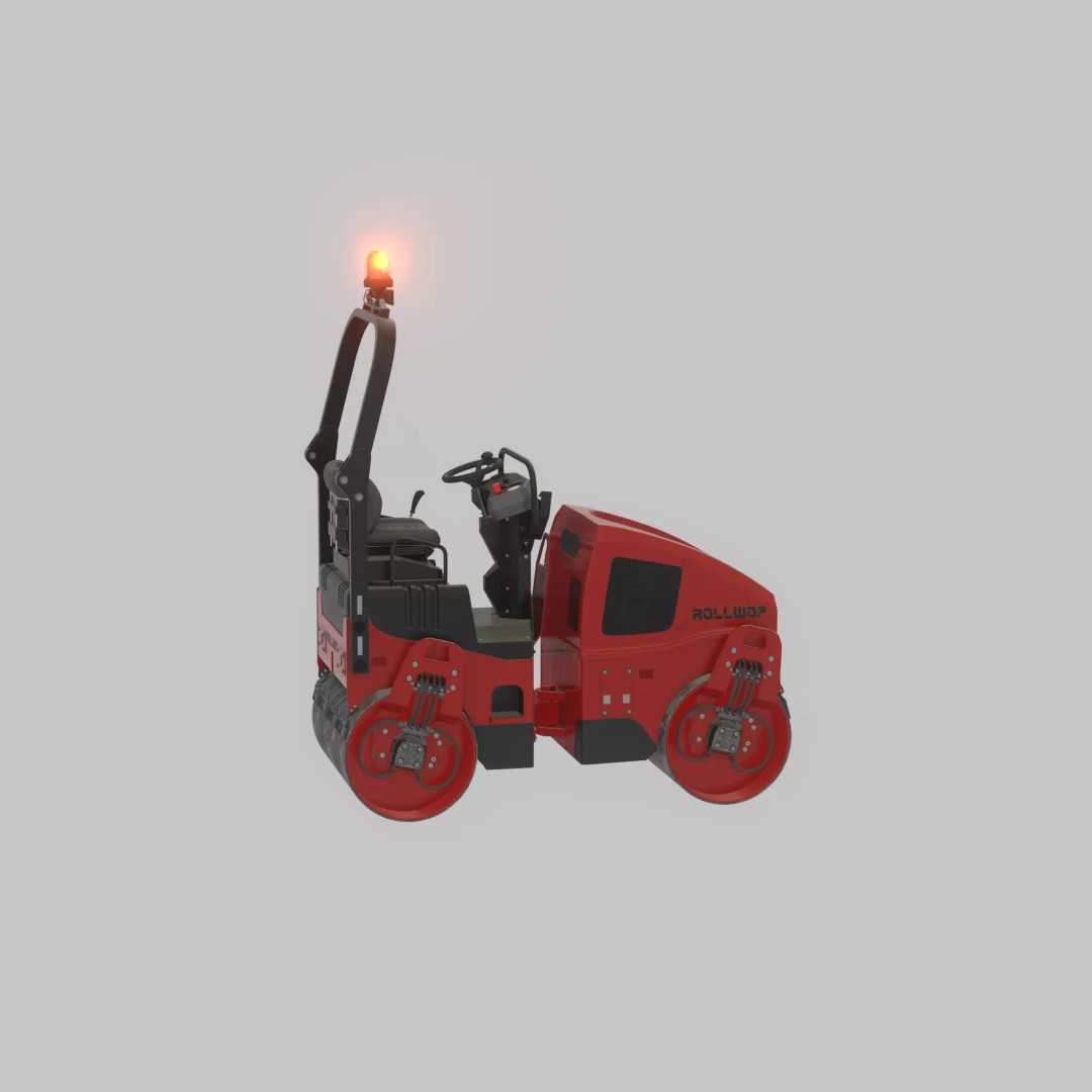Road Roller 3D Model – Low Poly Construction Vehicle, FBX - View 47