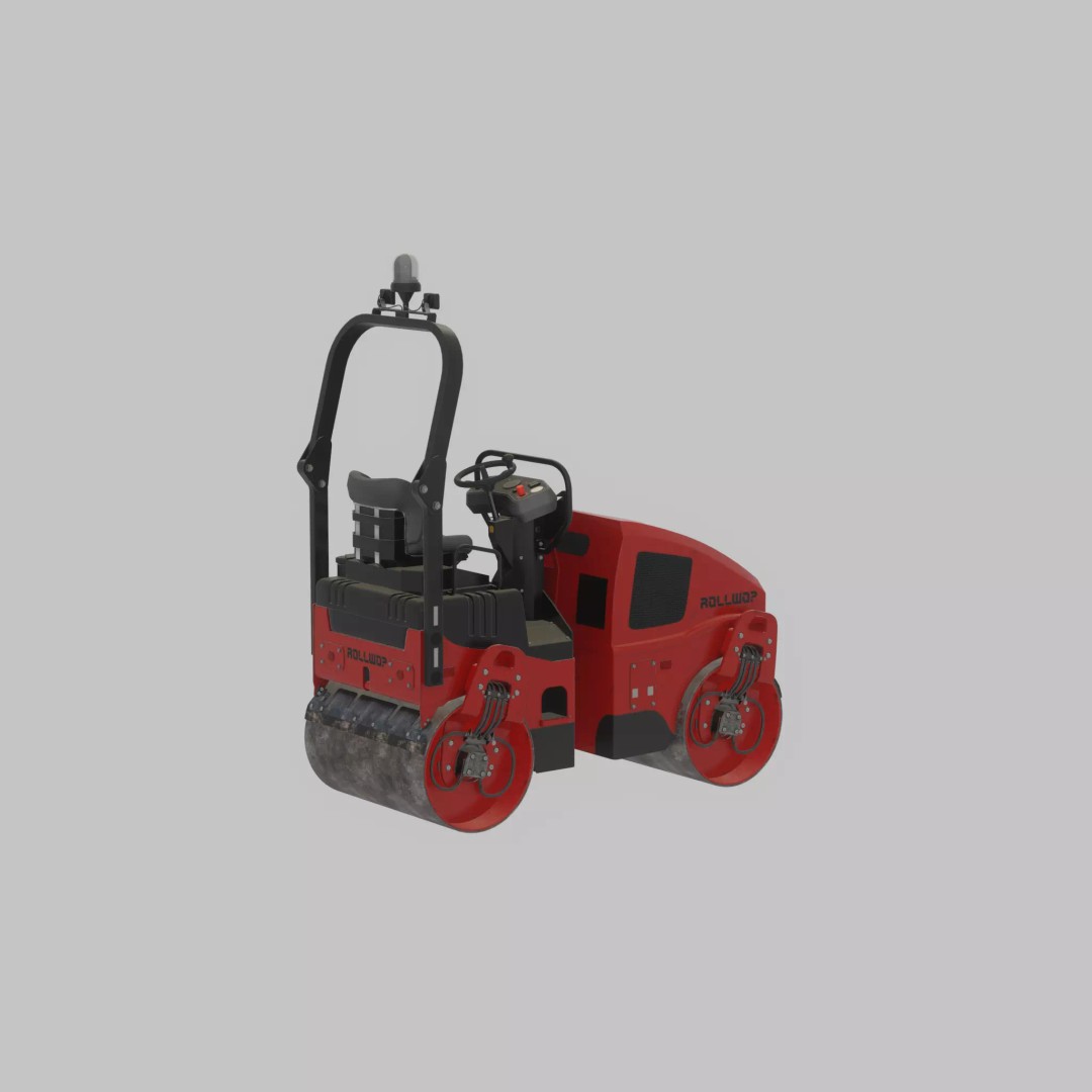 Road Roller 3D Model – Low Poly Construction Vehicle, FBX - View 49