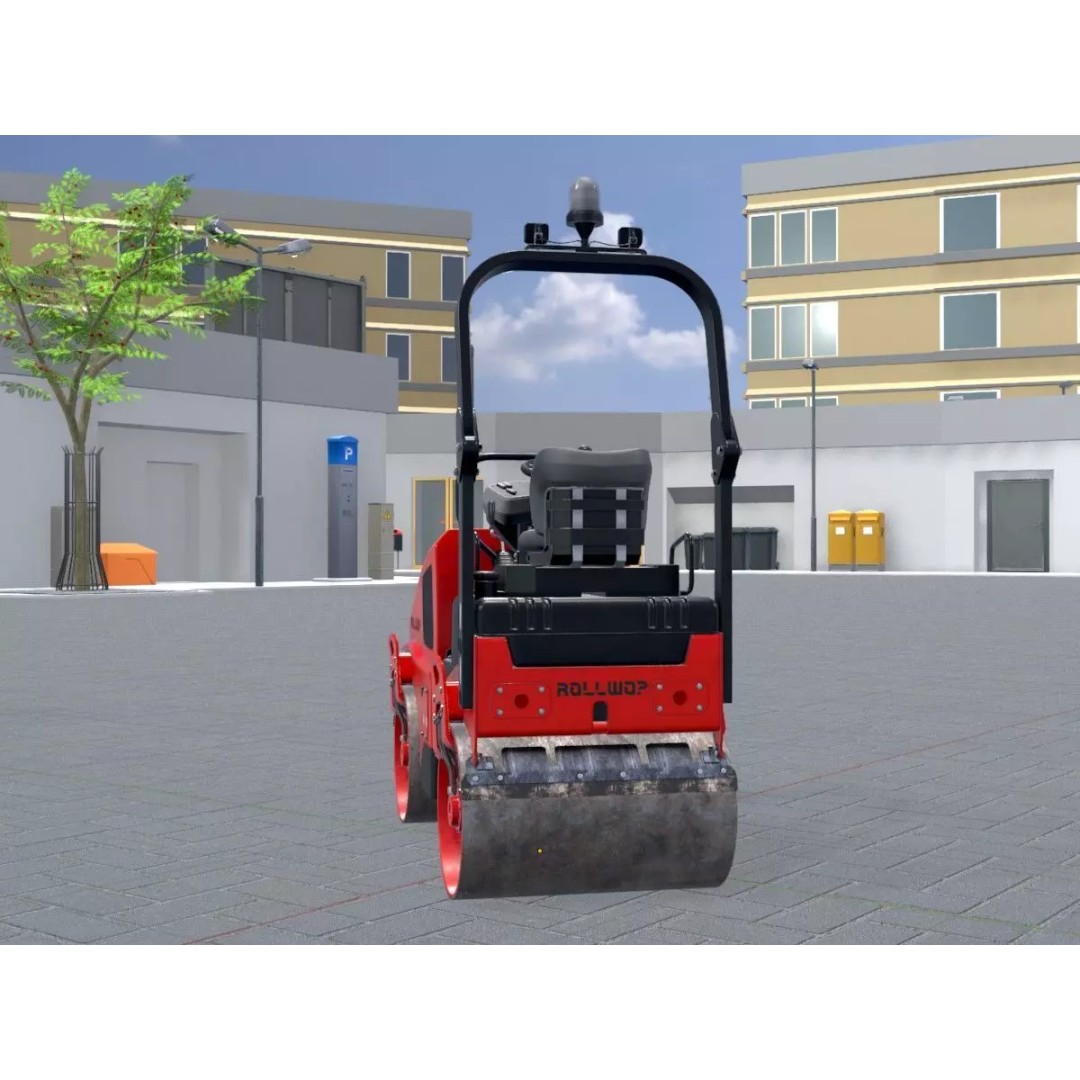 Road Roller 3D Model – Low Poly Construction Vehicle, FBX - View 5