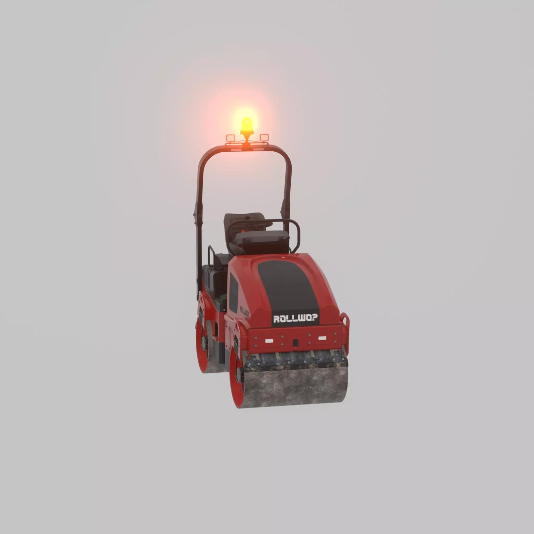 Road Roller 3D Model – Low Poly Construction Vehicle, FBX - View 50