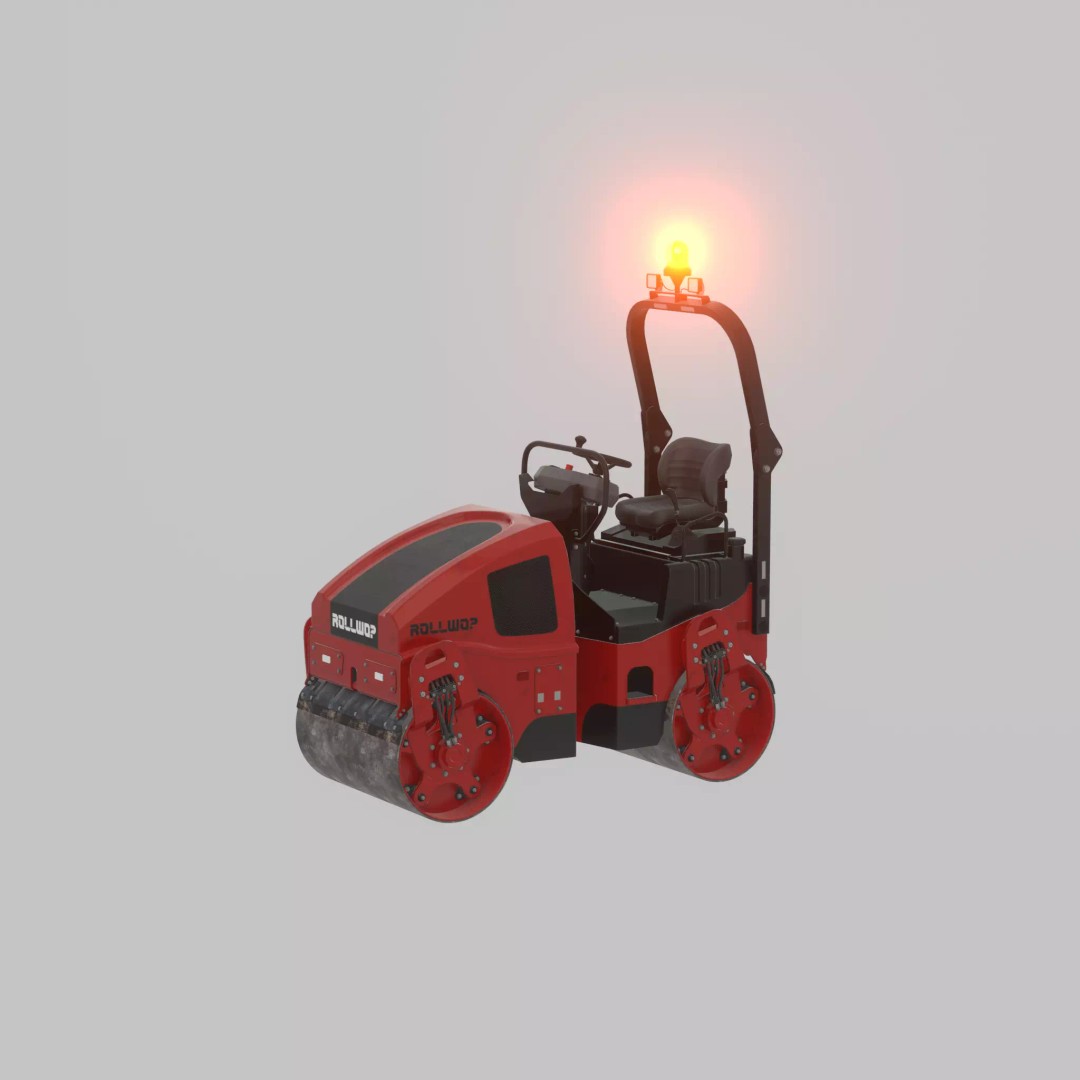 Road Roller 3D Model – Low Poly Construction Vehicle, FBX - View 51