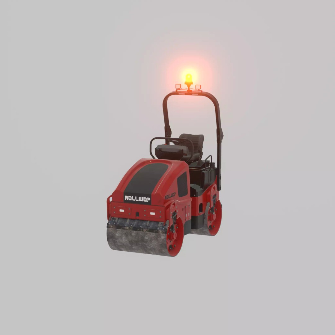 Road Roller 3D Model – Low Poly Construction Vehicle, FBX - View 52