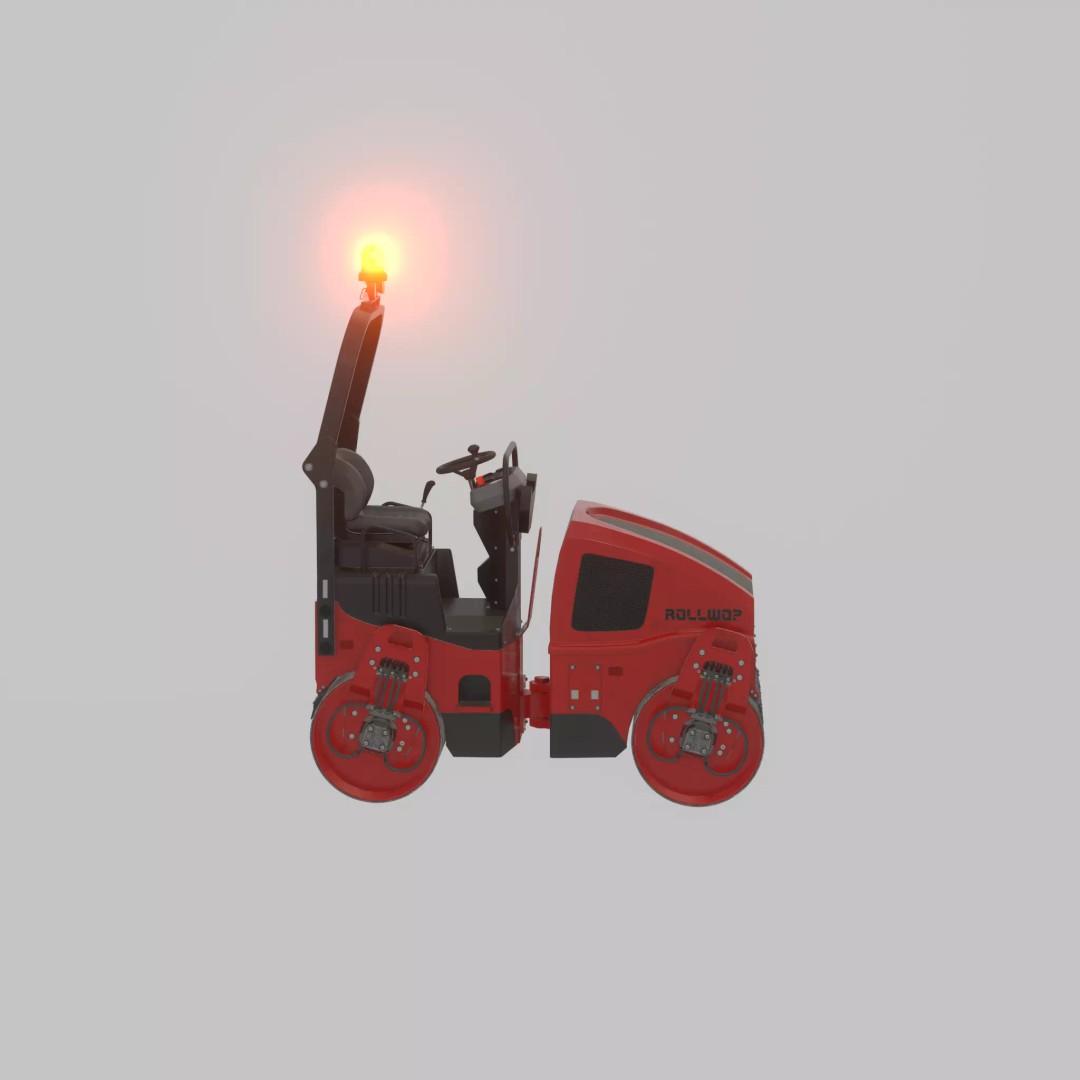 Road Roller 3D Model – Low Poly Construction Vehicle, FBX - View 53