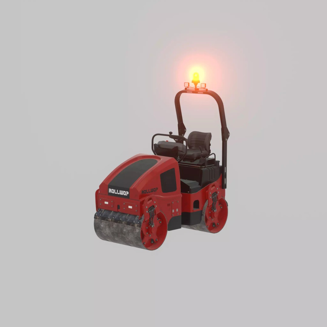 Road Roller 3D Model – Low Poly Construction Vehicle, FBX - View 54