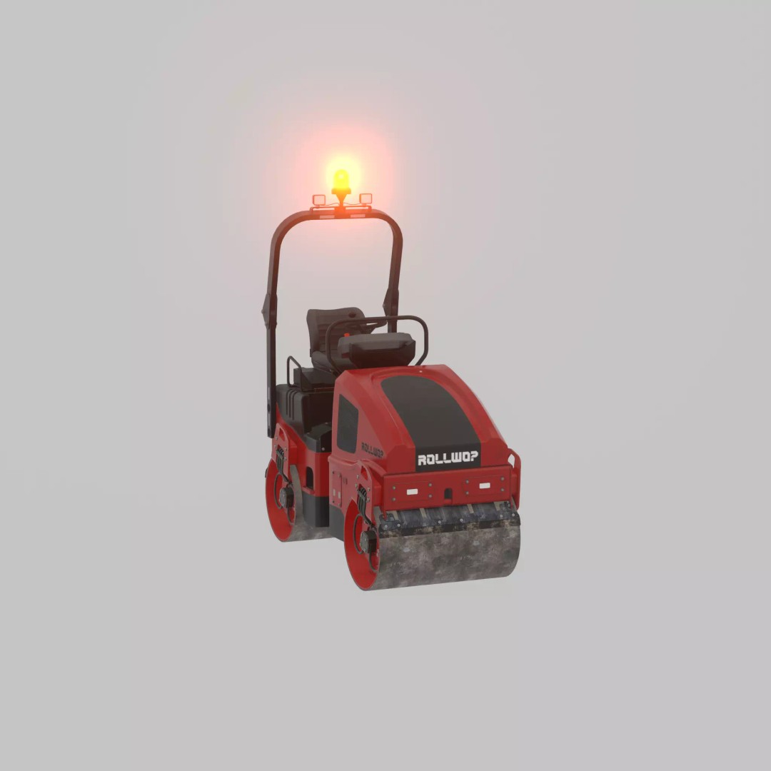 Road Roller 3D Model – Low Poly Construction Vehicle, FBX - View 55