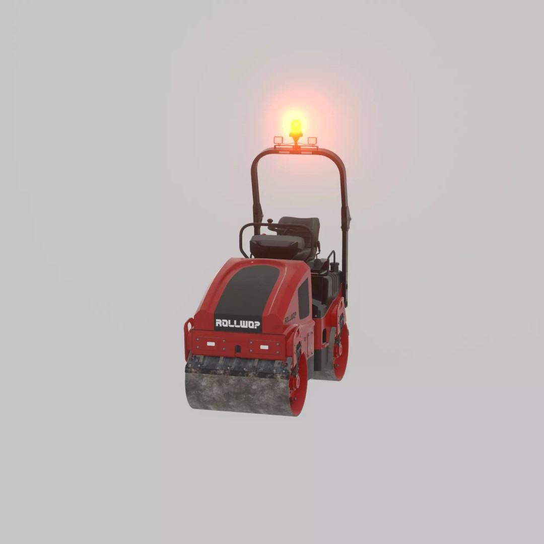 Road Roller 3D Model – Low Poly Construction Vehicle, FBX - View 57