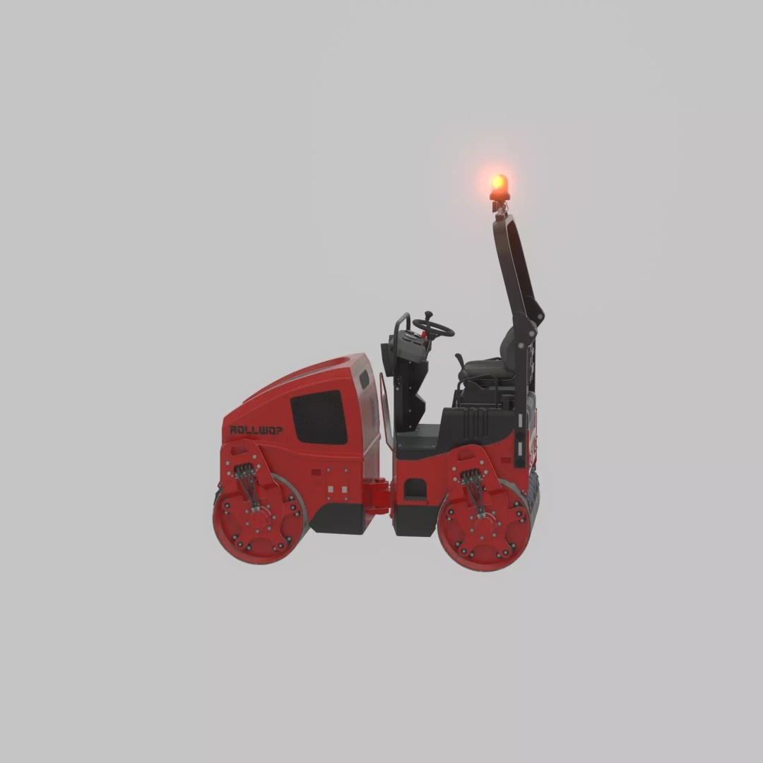 Road Roller 3D Model – Low Poly Construction Vehicle, FBX - View 58
