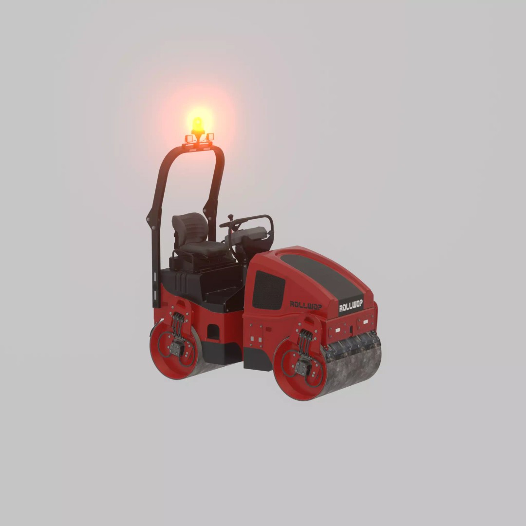 Road Roller 3D Model – Low Poly Construction Vehicle, FBX - View 59