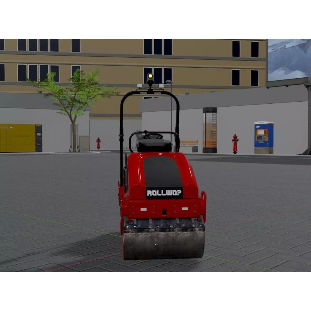 Road Roller 3D Model – Low Poly Construction Vehicle, FBX - View 6