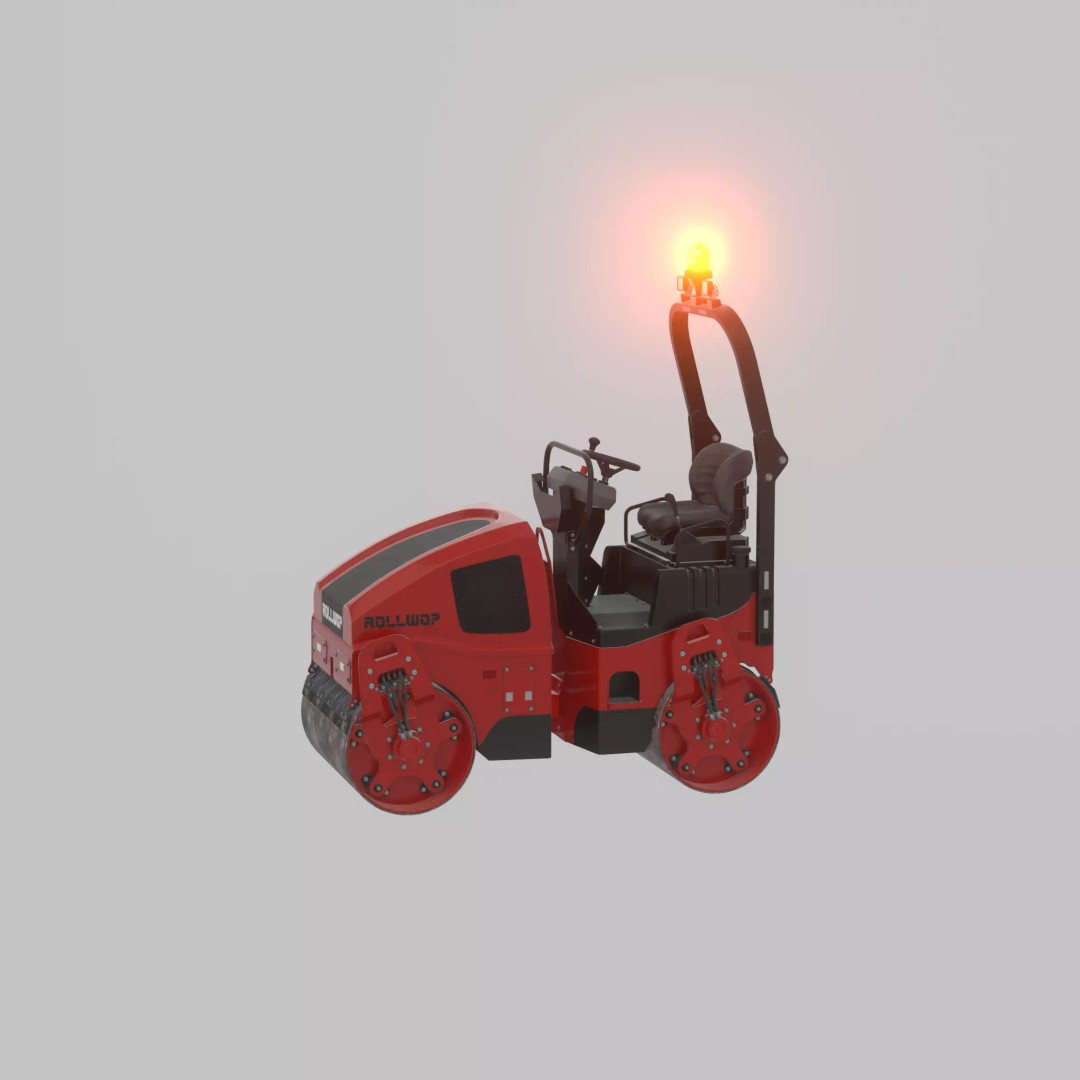 Road Roller 3D Model – Low Poly Construction Vehicle, FBX - View 60