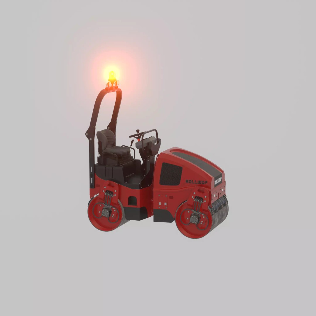 Road Roller 3D Model – Low Poly Construction Vehicle, FBX - View 62