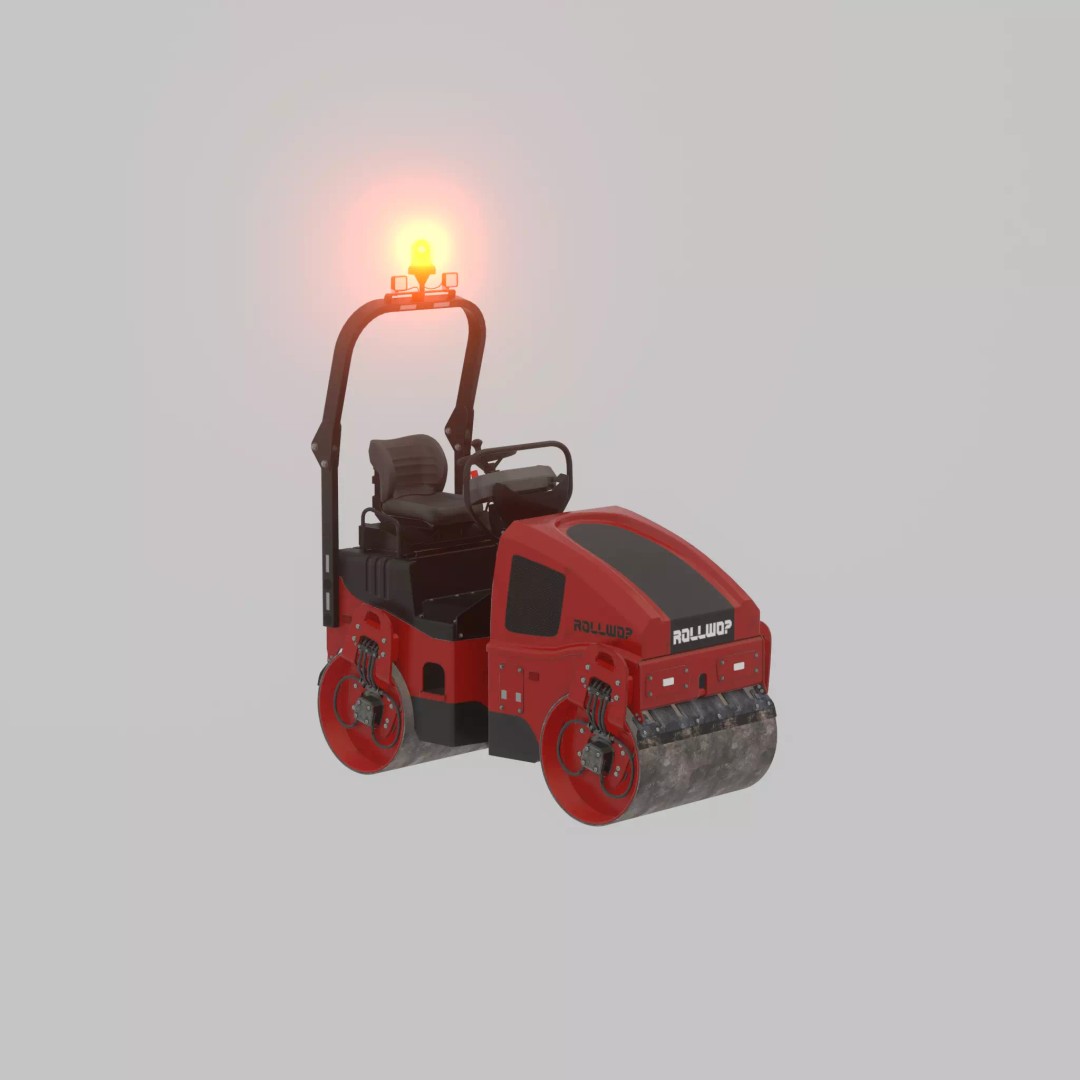Road Roller 3D Model – Low Poly Construction Vehicle, FBX - View 63