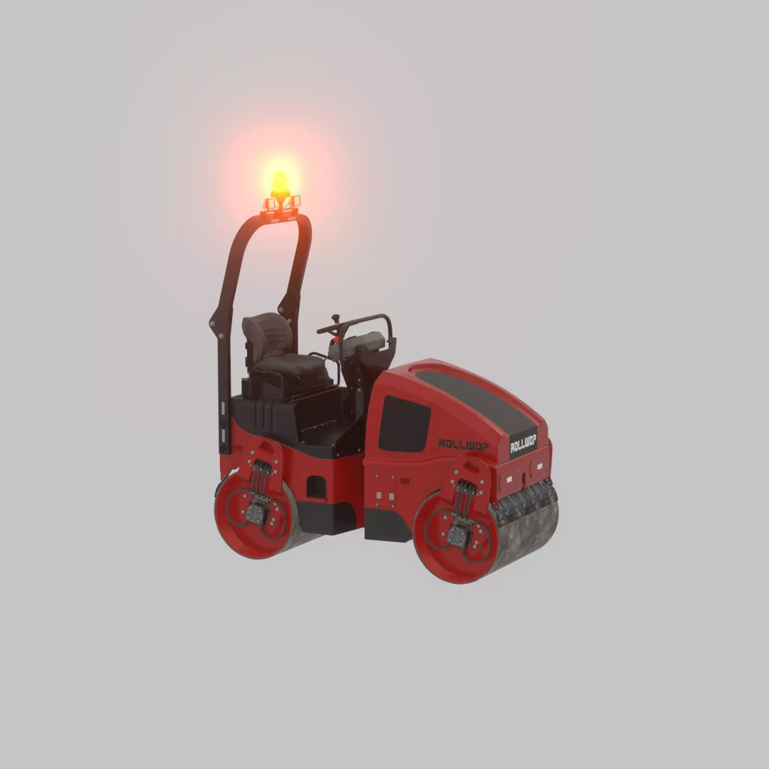 Road Roller 3D Model – Low Poly Construction Vehicle, FBX - View 64