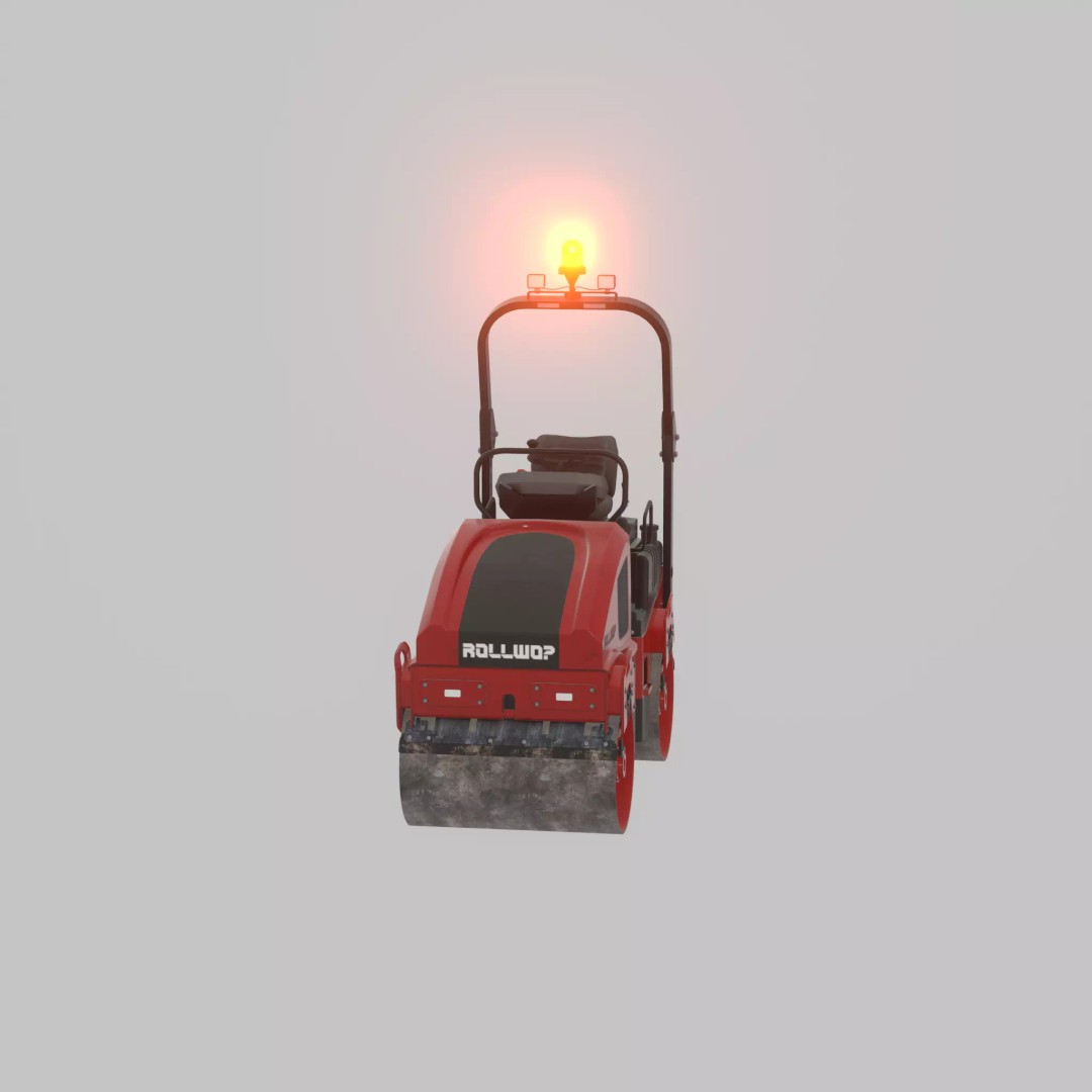 Road Roller 3D Model – Low Poly Construction Vehicle, FBX - View 65
