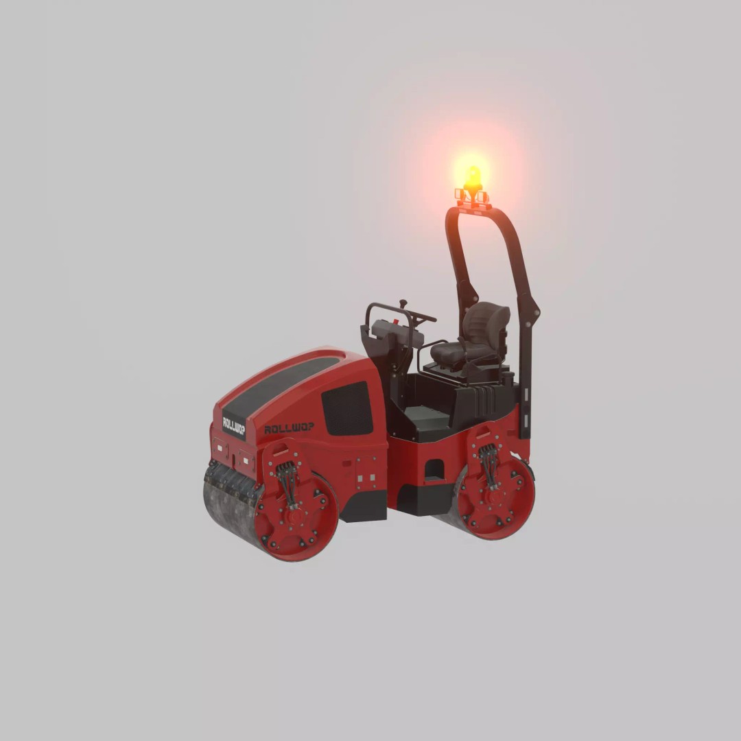 Road Roller 3D Model – Low Poly Construction Vehicle, FBX - View 66