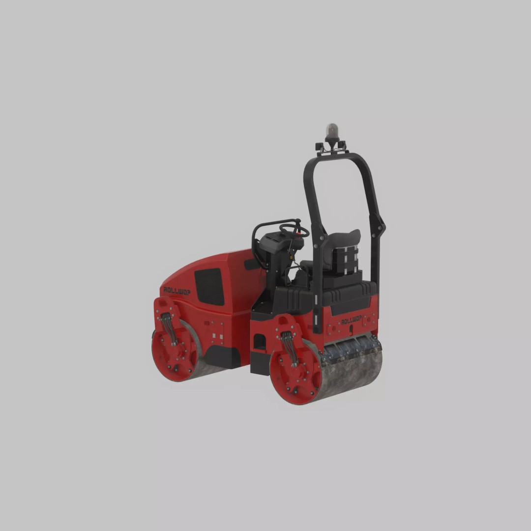 Road Roller 3D Model – Low Poly Construction Vehicle, FBX - View 67