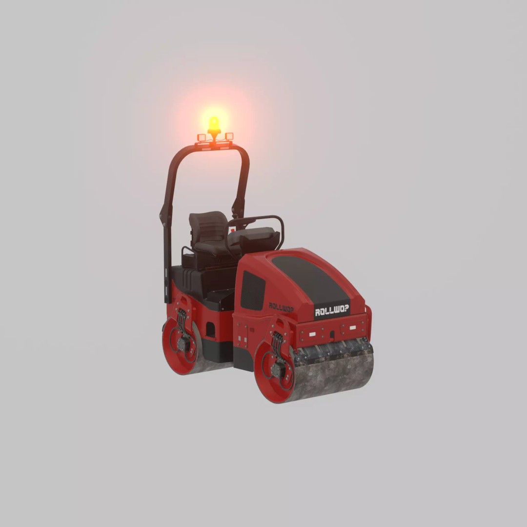 Road Roller 3D Model – Low Poly Construction Vehicle, FBX - View 69