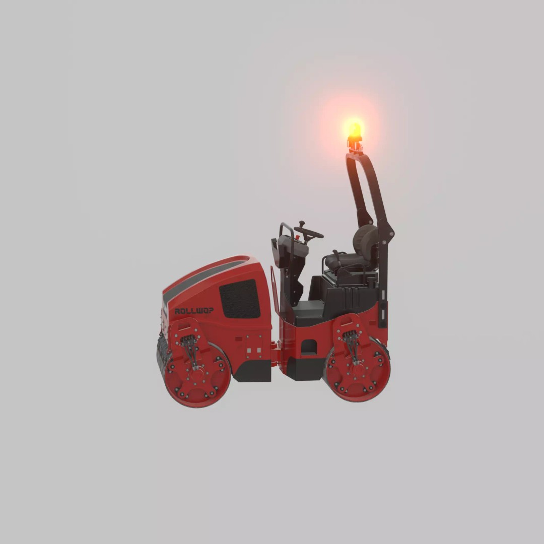 Road Roller 3D Model – Low Poly Construction Vehicle, FBX - View 70