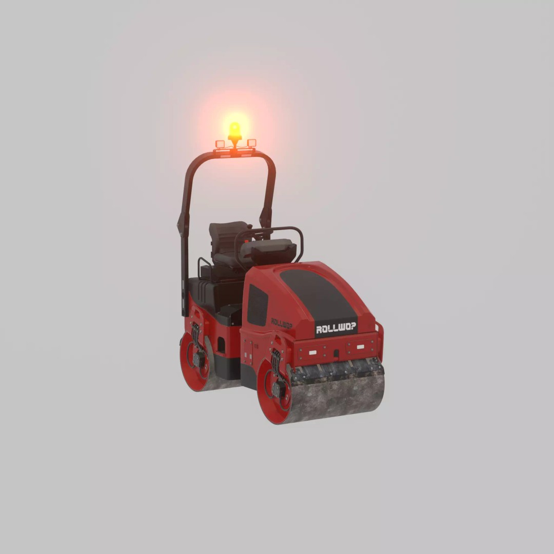 Road Roller 3D Model – Low Poly Construction Vehicle, FBX - View 71