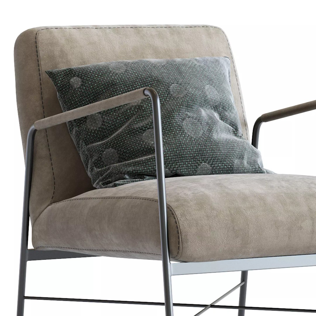 Derry Genuine Leather Armchair 3D Model – Industrial Design, PBR Textures - View 10