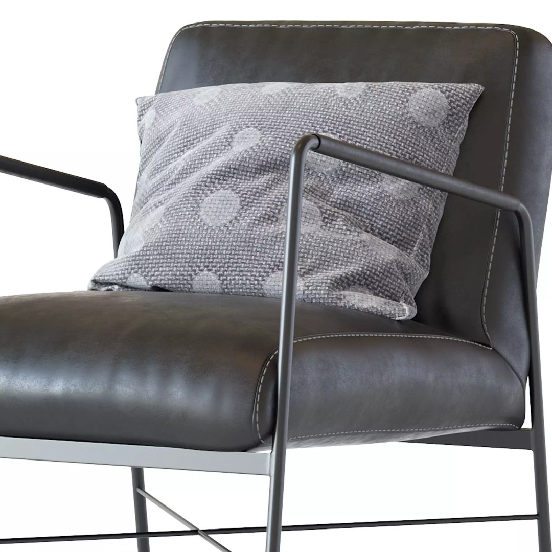 Derry Genuine Leather Armchair 3D Model – Industrial Design, PBR Textures - View 12