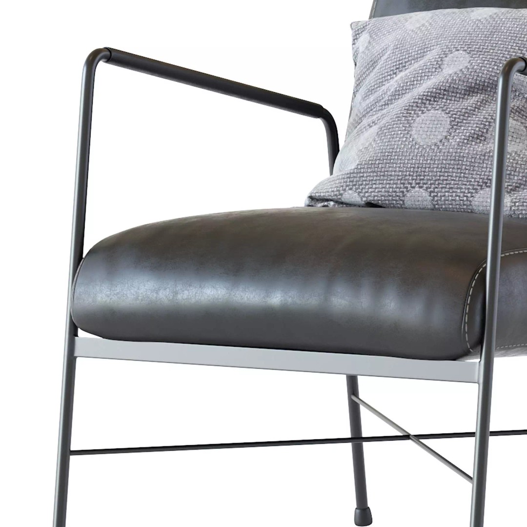 Derry Genuine Leather Armchair 3D Model – Industrial Design, PBR Textures - View 13