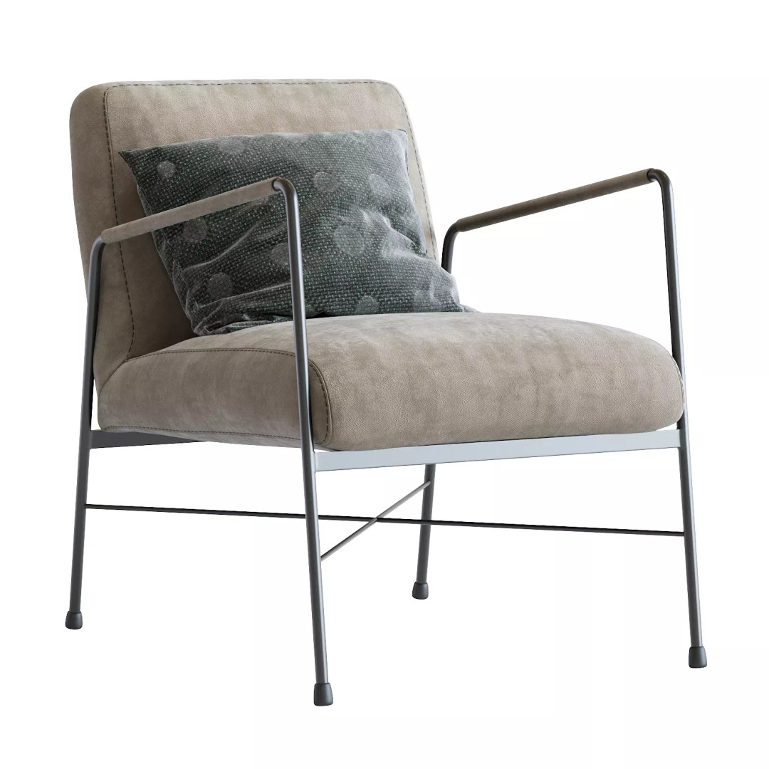 Derry Genuine Leather Armchair 3D Model – Industrial Design, PBR Textures - View 14