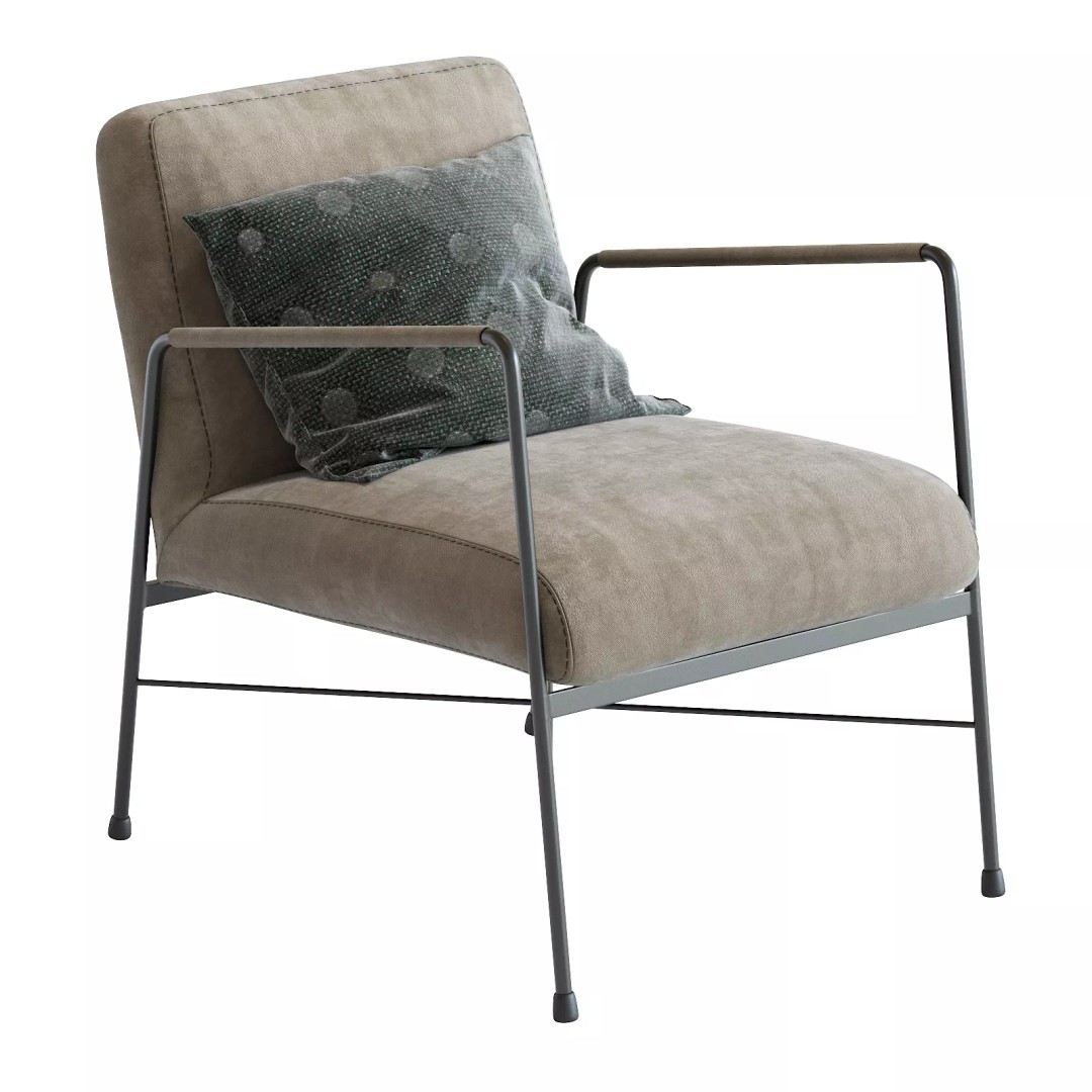 Derry Genuine Leather Armchair 3D Model – Industrial Design, PBR Textures - View 17
