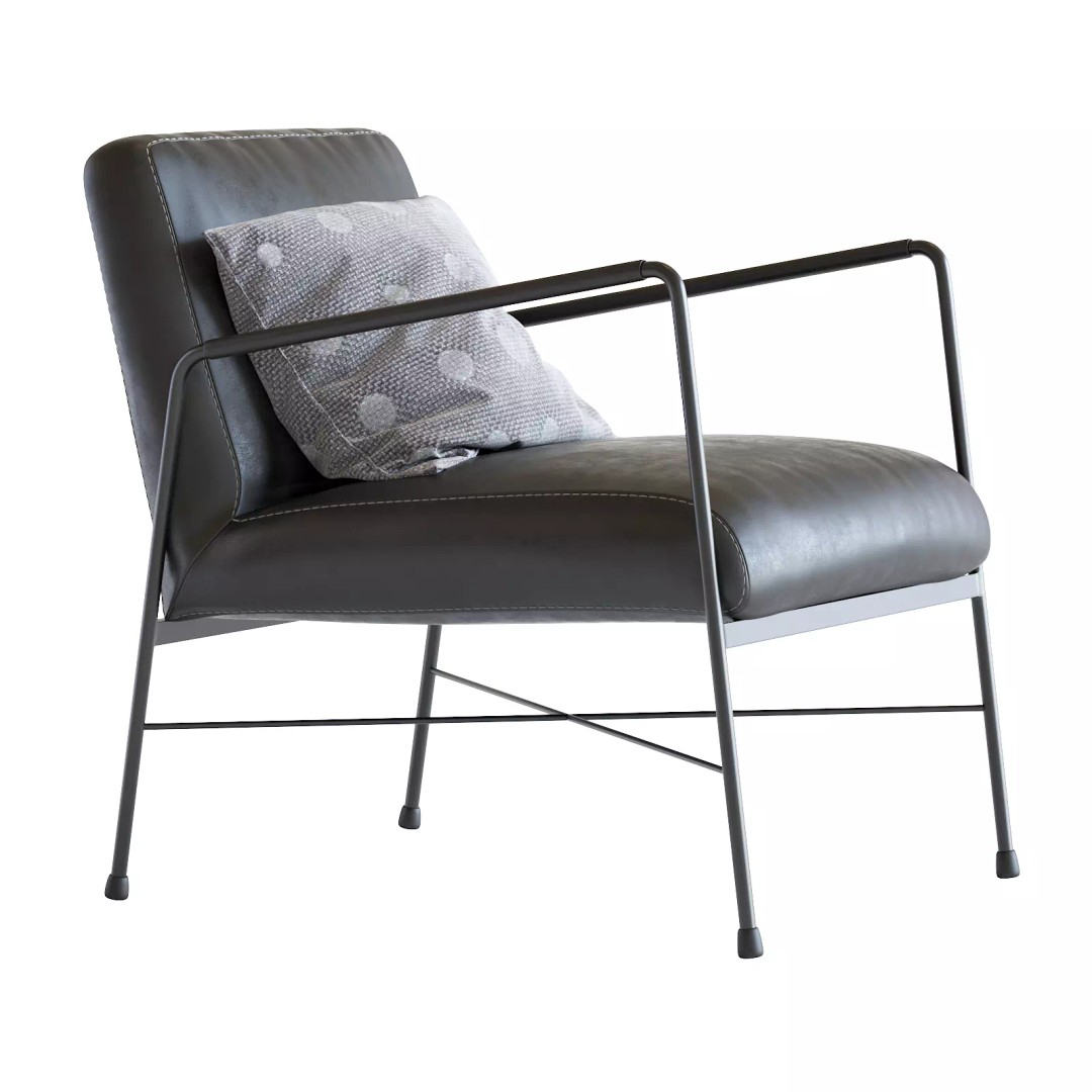 Derry Genuine Leather Armchair 3D Model – Industrial Design, PBR Textures - View 18